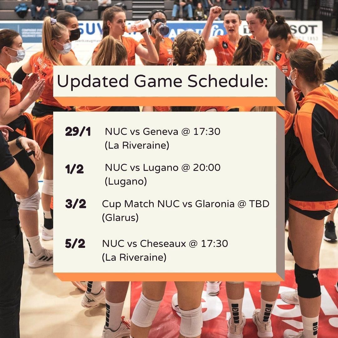 Updated game schedule